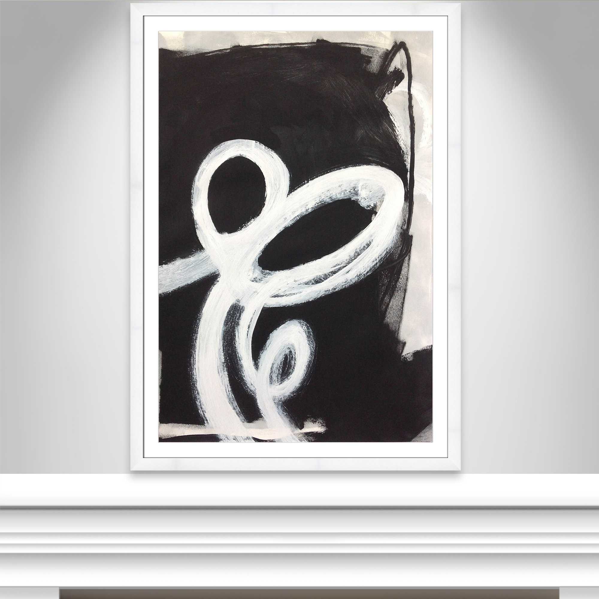 Ansonia Swirly Swirls II Framed On Paper by  Print, 55" H x 39" W x 1.25" D  , White Cube Frame Matted