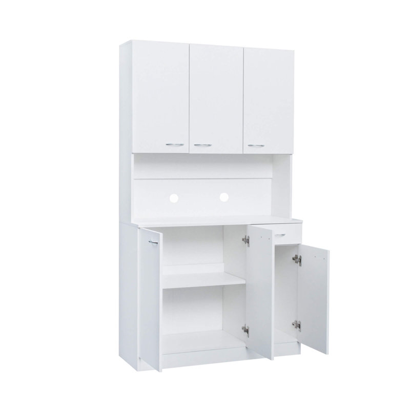 70.87" Tall Wardrobe & Kitchen Cabinet With 6 Doors, 1 Drawer & Open Shelf, White