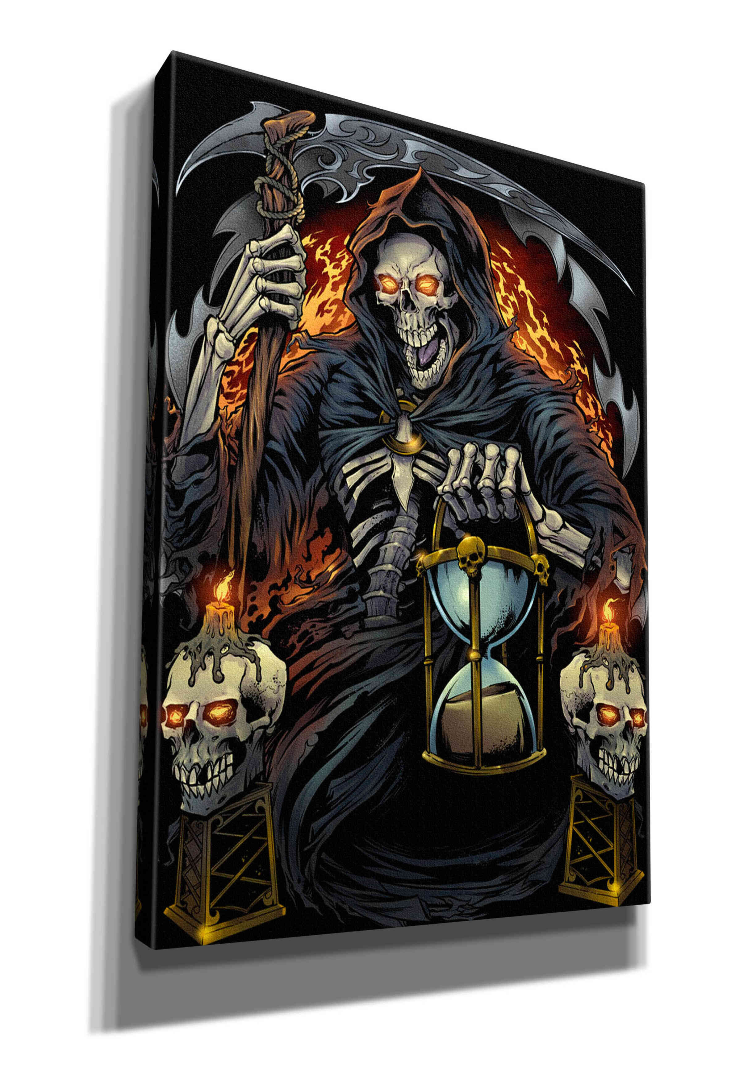 Trinx Aatiqa Grim Reaper With Hourglass On Canvas Print | Wayfair