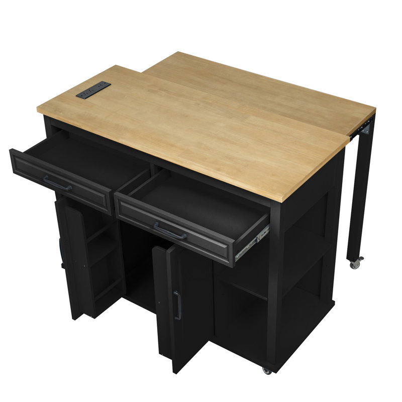 Îlot de cuisine 47 po avec table de salle à manger extensible K&K