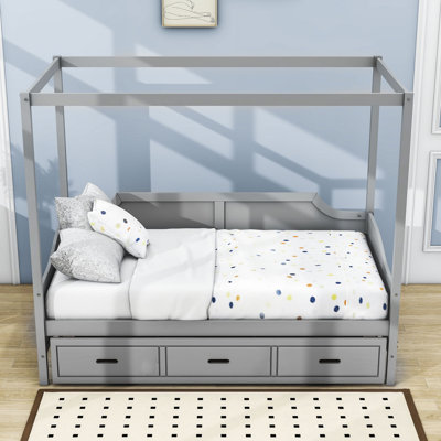 Donatienne Twin Size 3 Drawers Wooden Canopy Daybed -  Wildon HomeÂ®, 2C914F6CED1342339EA6D8E486563A6D