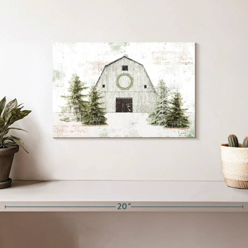 Lilie Wooded Holiday Barn, H 8 po x l 12 po