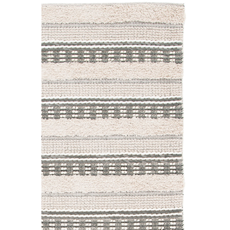 Babs Hand Woven Cotton Striped Rug, Rectangle 9' x 12'