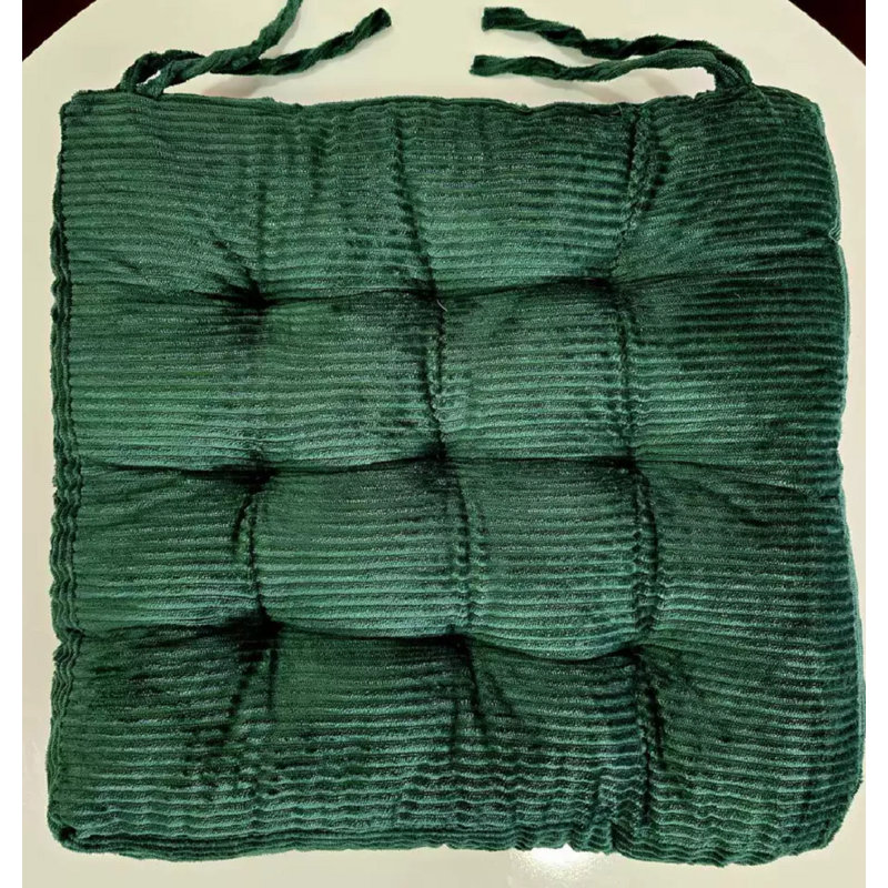 chair Pad Check Coffee, 6, Green Floral, Polyester