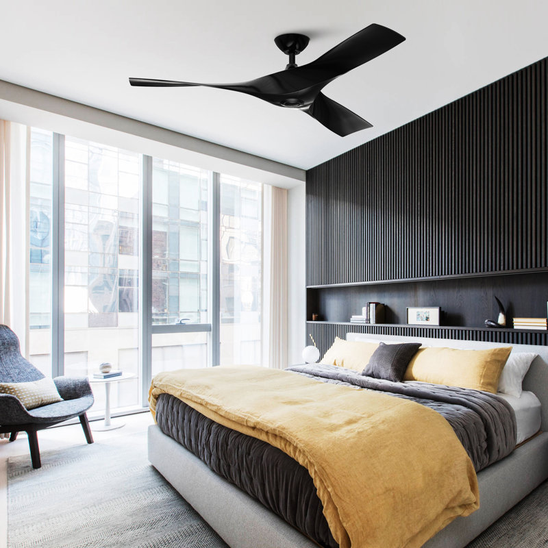 Jenell 52" 3 - Blade Propeller Ceiling Fan With Remote Control, Black