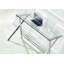 Bureau d'ordinateur en verre, table d'ordinateur portable en verre trempé transparent avec bureaux à bords arrondis, table de canapé