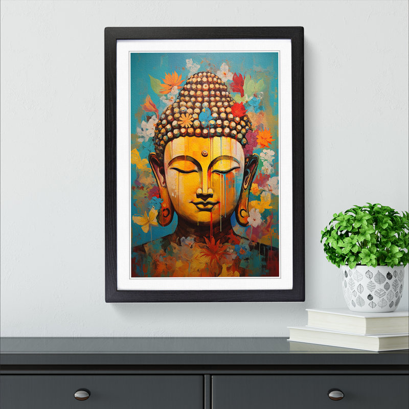 Buddha Expressionism Art - Framed Print, Black, 34cm H x 25cm W x 2cm D
