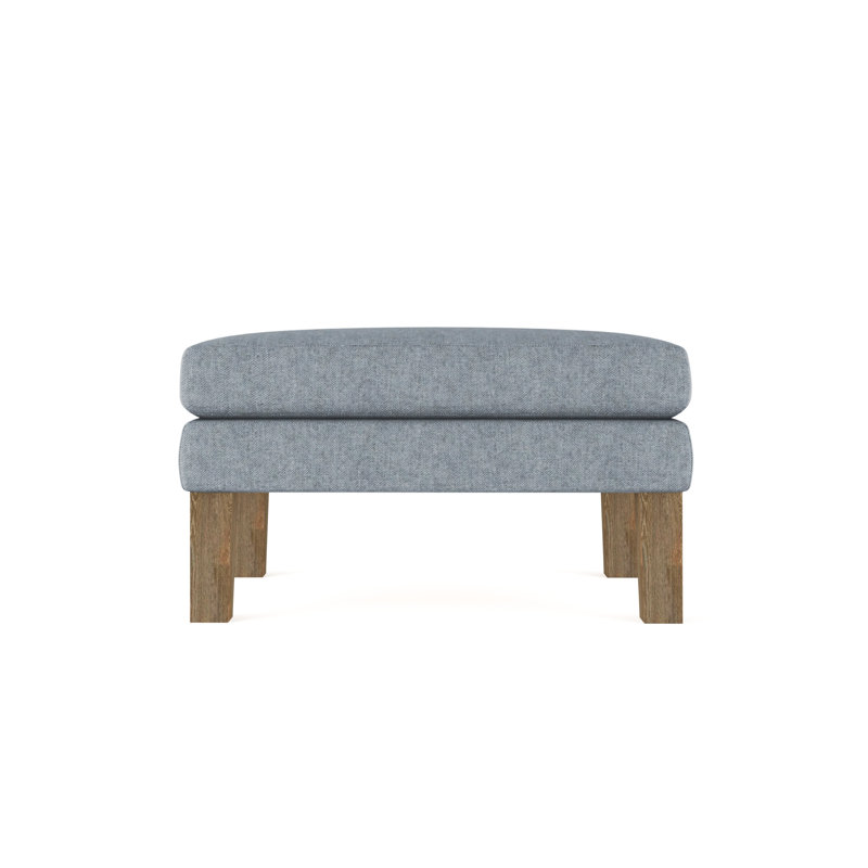 Charlton Ottoman, Plush Velvet Blue Print, Weathered