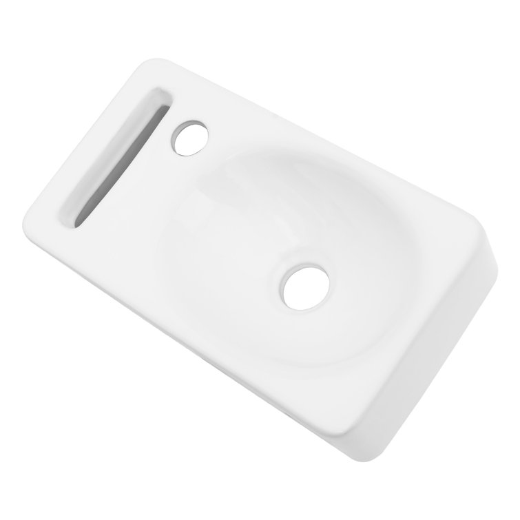 15.8"x8.7"Ceramic Rectangular Wall Mount Bathroom Sink with Single Faucet Hole