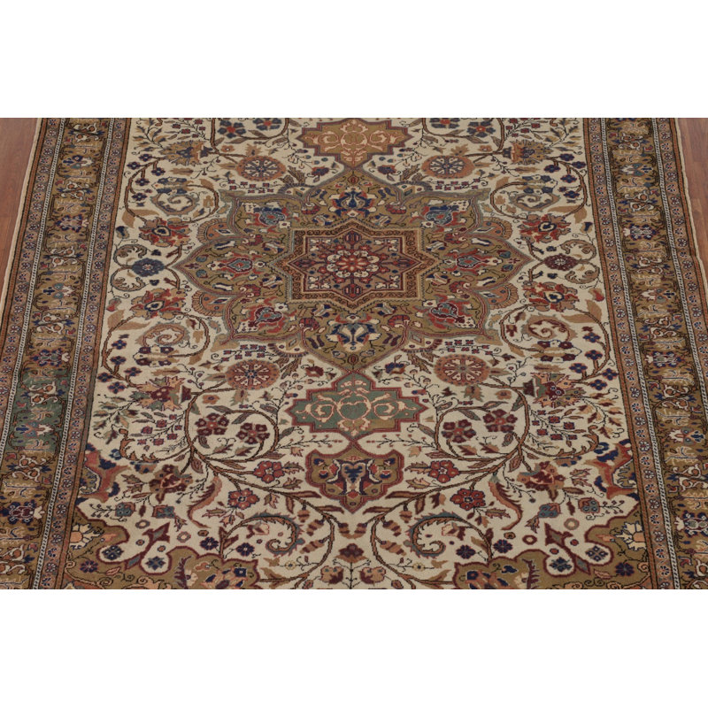 Tapis oriental vintage en laine à motif floral Anatolian 7 x 10