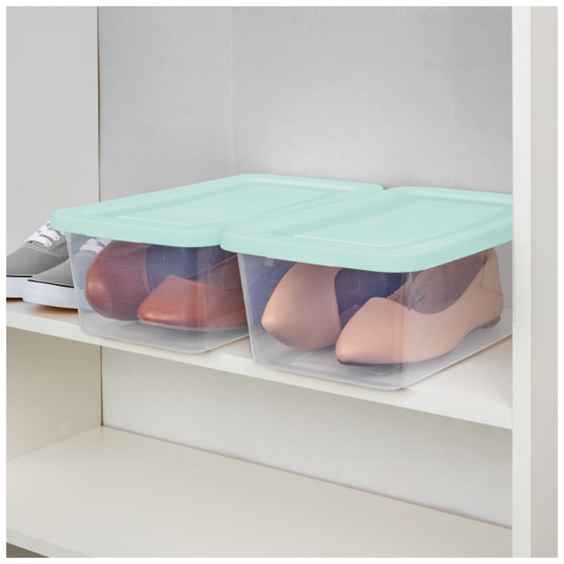Sterilite 6 Qt Storage Boxes, Clear Plastic Containers with Lid, Set of 10, Mint