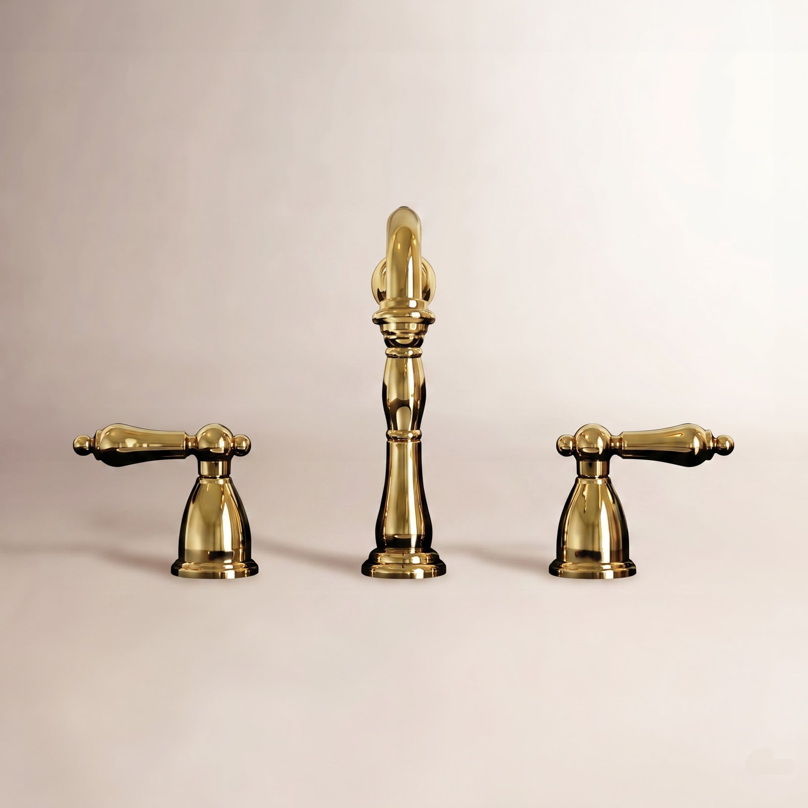 Heritage 3-Hole Widespread Faucet with Drain, Polished Brass