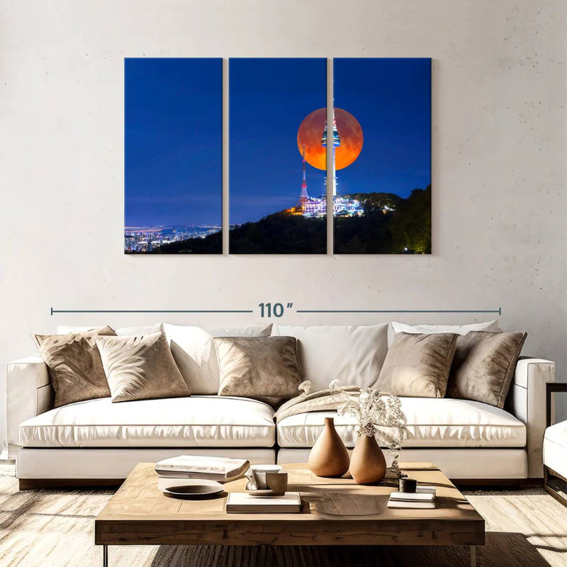 Sirci, lune de sang et tour Namsan, H 42 po x l 65 po