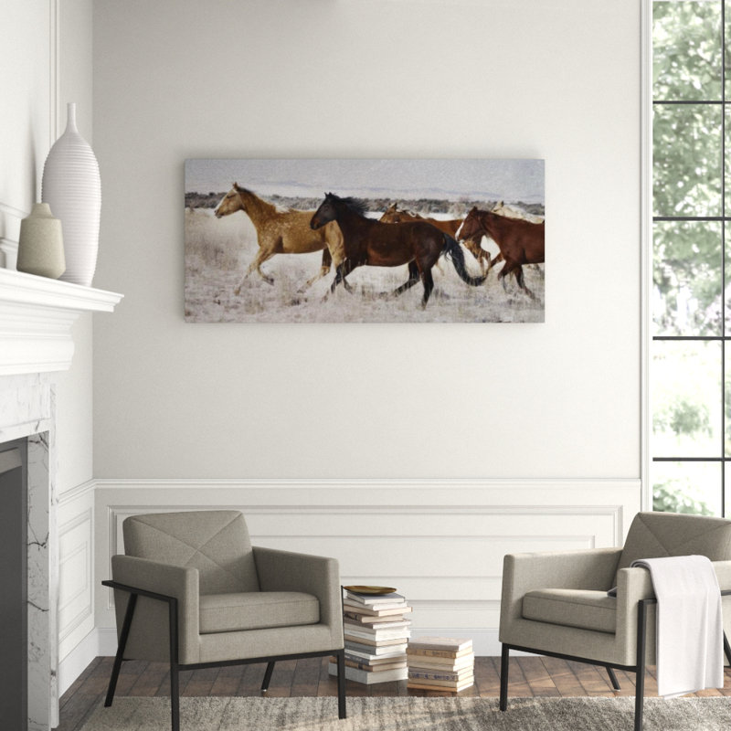 Mares On Promontory Print by Chris Dunker, Outdoor, 30" H x 66" W x 1.5" D