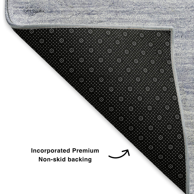 Addison Red and Navy Rectangular Washable Synthetic Rug