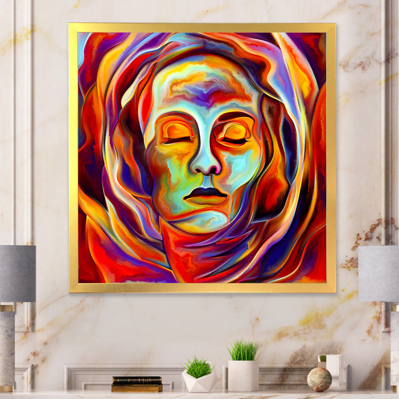 «Flowering Face Portrait Ii», reproduction d'art sur toile, H 16 po x l 16 po x P 1 po, Cadre photo doré