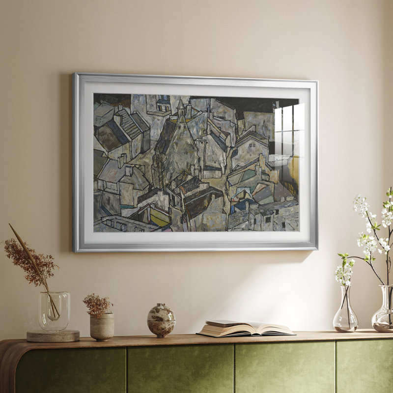 Ville morte III (fourre-tout de ville III) - Egon Schiele, 22,5 x 30,5, Impression encadrée, Argent