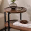 Petites tables basses Canapé moderne à 2 niveaux avec tablette de rangement et tables de bout en bois Tables de chevet (brun noyer)