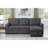 Sierra 84" Dark Gray Linen Reversible Sleeper Sectional Sofa With Storage Chaise-357337193