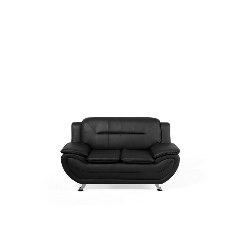 Faux Leather Living Room Set Bundara, Black