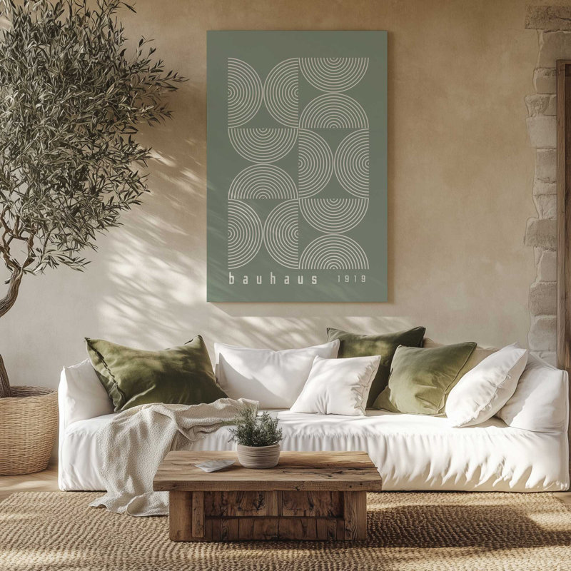 Affiche de composition Bauhaus, Vert, H 30 po x l 20 po, Toile tendue