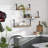 Wood Minimalistic Floating Brown Wall Shelf with Black Metal Frames Set