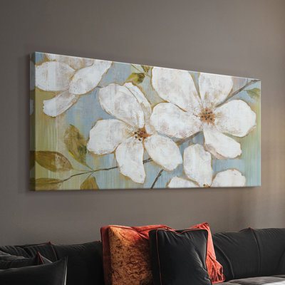 Fleurs blanches - Toile tendue avec châssis - Prêt à accrocher