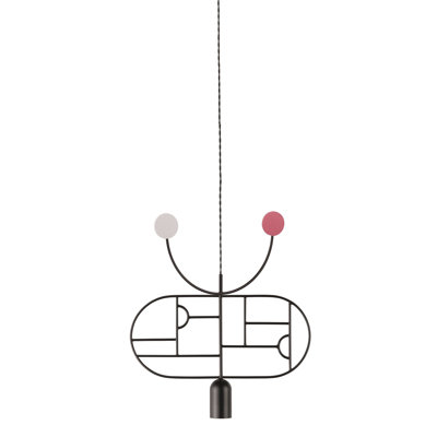 Luminaire suspendu géométrique unique à 1 lumière H 18,9 po à pois en bois