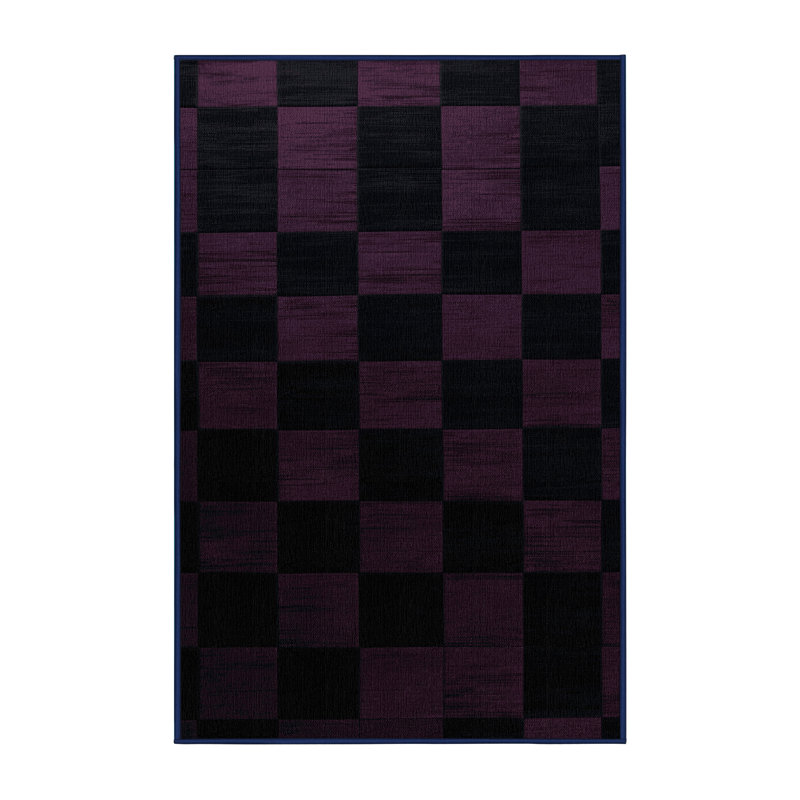 Tapis bleu à carreaux lavable à la machine, Rectangle 2 pi x 3 pi
