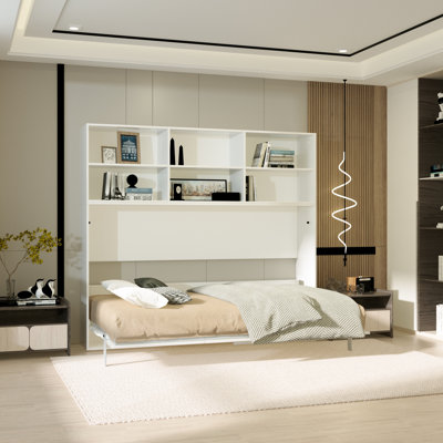 Lit horizontal moderne avec tablette - Simple pour espaces compacts Double couche simple, moderne, peu encombrant