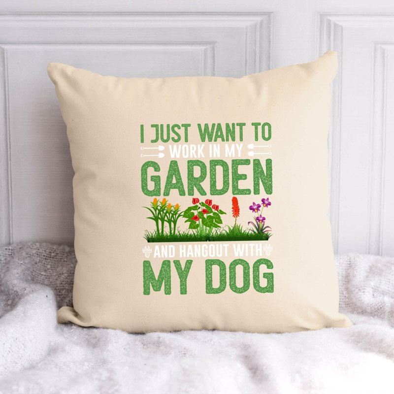 Citation amusante «Garden Lover» 842 - Coussin décoratif inclus, H 18 po x l 18 po