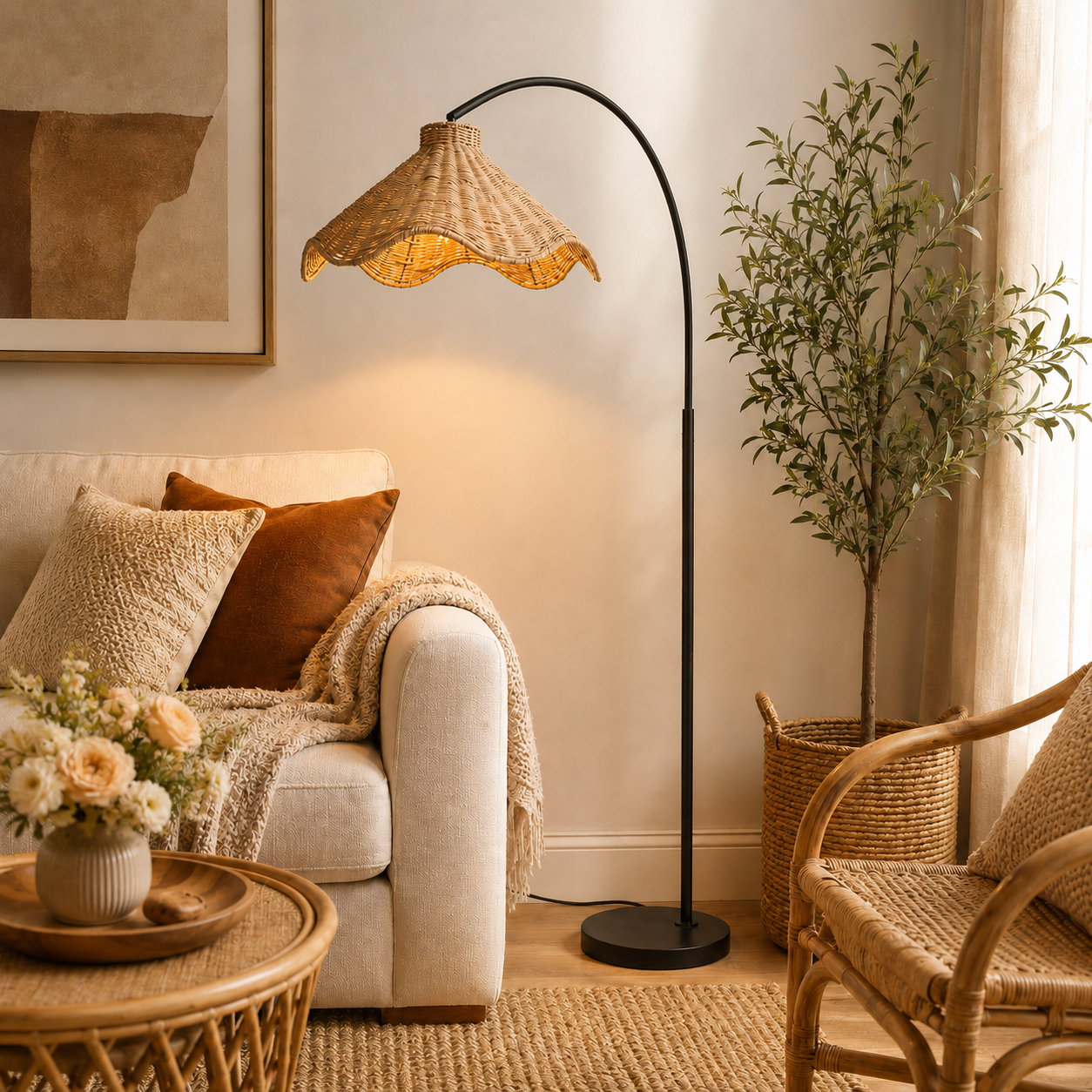 Jax 71" Dimmable Rattan Floor Lamp, Matte