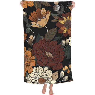 Serviette de plage bohème vintage à fleurs en microfibre, sans sable, pour adultes, séchage rapide, ultra-absorbante et super douce, idéale pour la piscine, les voyages, la natation, le bain et la douche, 76 x 152 cm