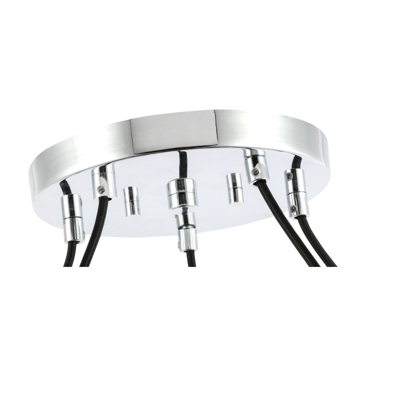 Luminaire suspendu cylindre grappe 5 lumières Herr, Chrome