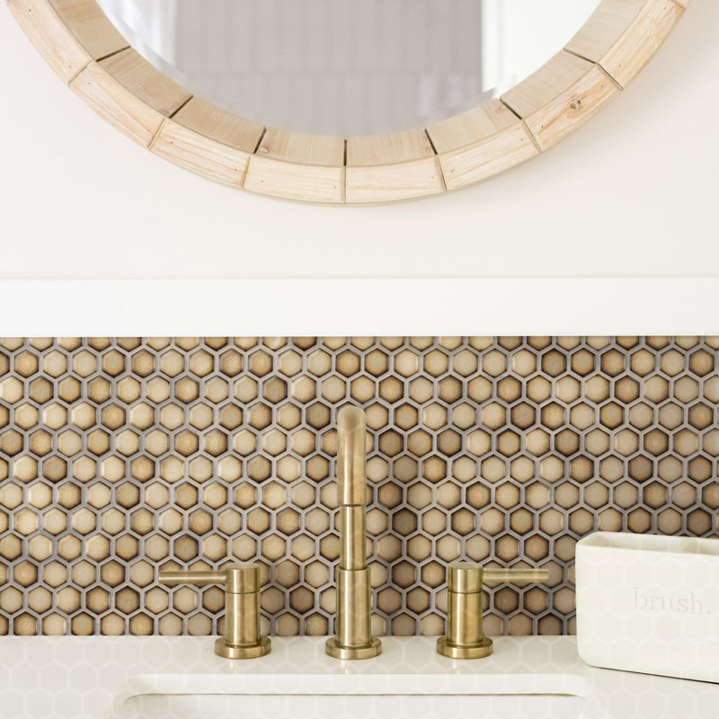 Hudson 1" Hex Atlantis 11-7/8" x 13-1/4" Porcelain Mosaic Tile, Blue