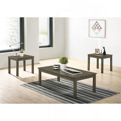 Walnut / Brown Color Elegant 3Pc Coffee Table Set 1X Coffee Table And 2X End Tables Living Room Furniture