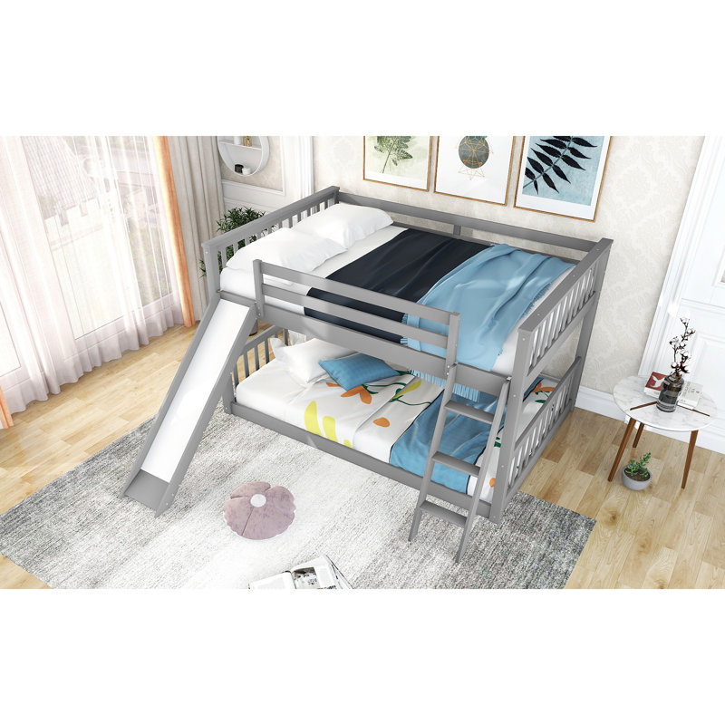 Lit superposé avec glissière convertible et échelle, Gris