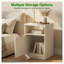 Set of 2 Beige Engineered Wood Nightstands with Door and Faux Drawer Design, 15.7" W Compact Bedside Tables