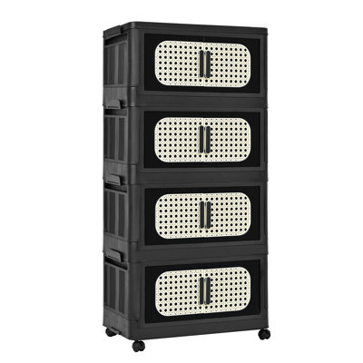 Armoire de rangement pliante rétro de 20 po de large, noire et pliable, avec roulettes, convenant au cabinet d'étudiant 4