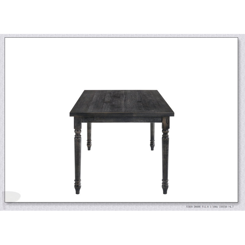 Table de salle à manger Claudia II au fini gris patiné avec rangement dissimulé et surface spacieuse, pour un décor moderne et traditionnel.