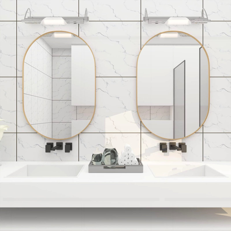 Miroir ovale en métal 20 pouces, 20 po x 28 po, Doré