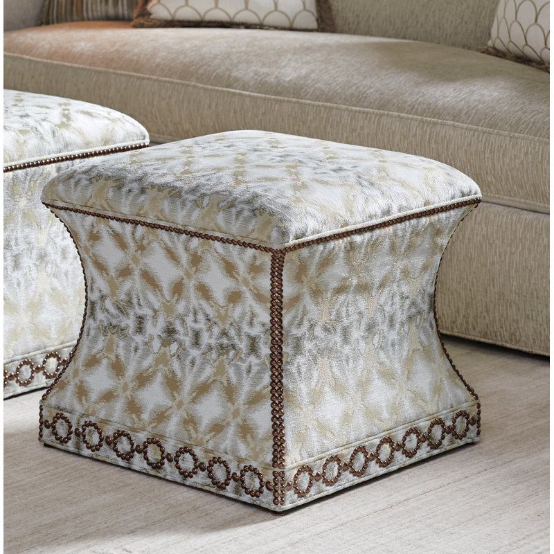 Carlyle Merino Ottoman, White/Brown