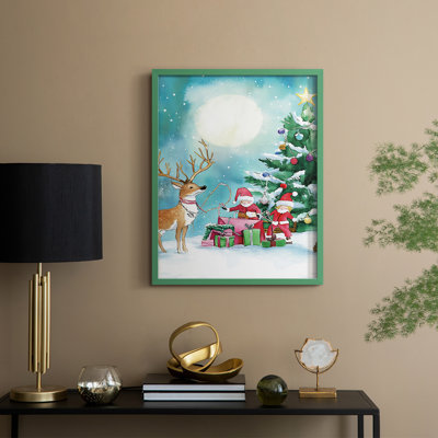 «Christmas Holiday Art DCCLV», reproduction d'art encadrée - bois massif
