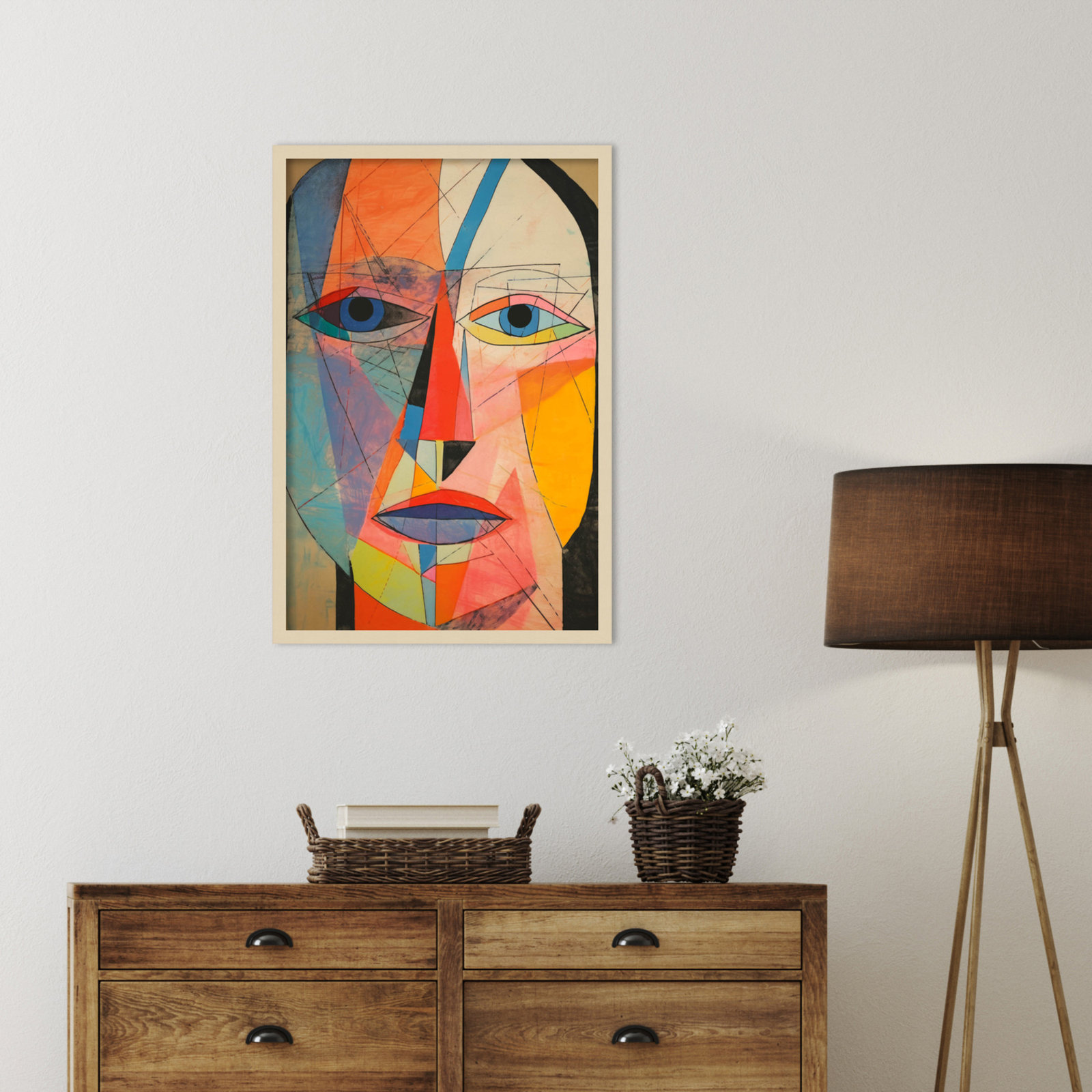 The Face Print by Treechild, 33" H x 23" W, Brown