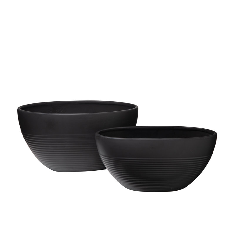 Ensemble de deux casseroles ovales en céramique, Noir