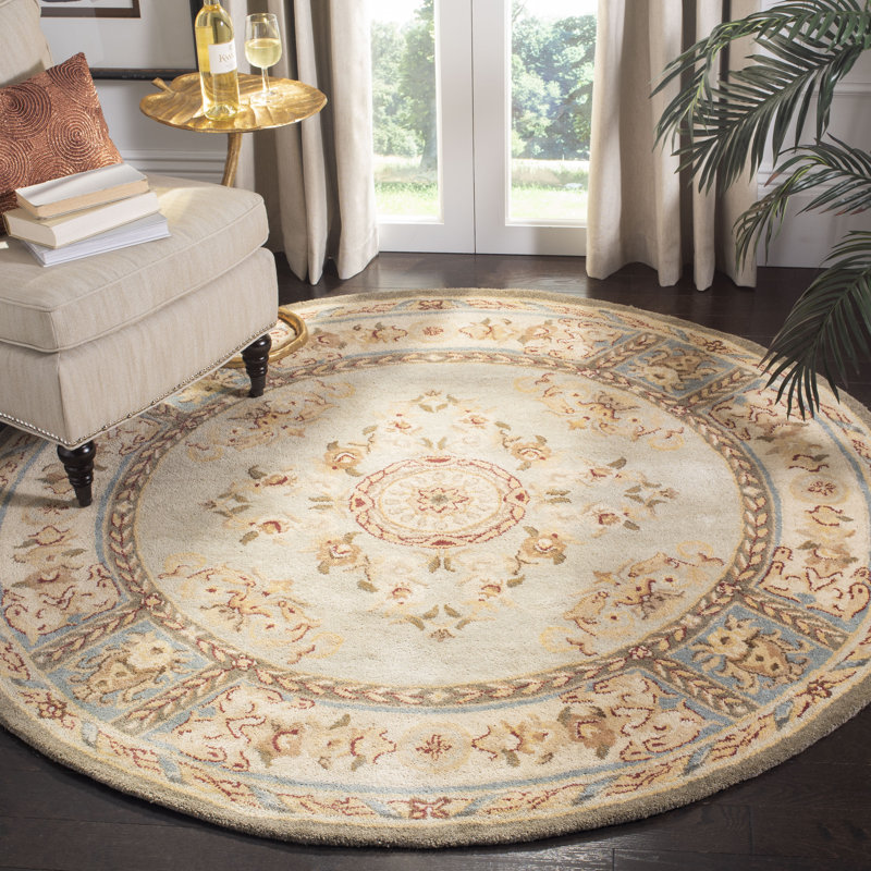 Tapis oriental en laine touffeté à la main Molter Bergama, Rond 4 pi