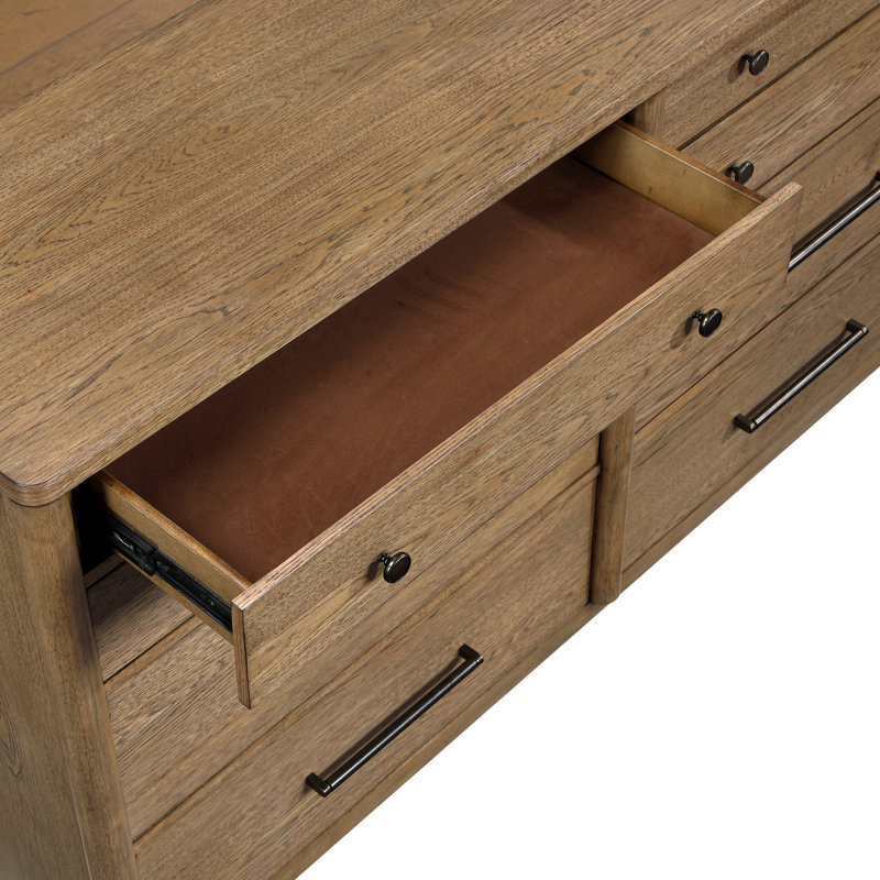 Commode double moderne transitionnelle brune - Tiroirs en queue d'aronde avec glissières à roulement à billes