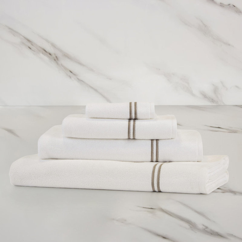 Classic Bath Towel, White/Khaki