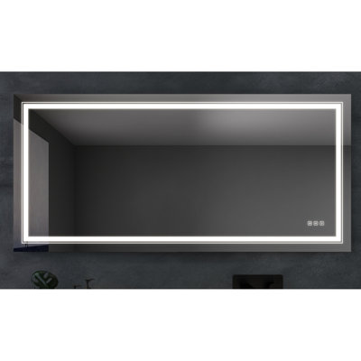 60x28 Inch Bathroom Led Fogging Mirror - 5mm Tempered Lens Durability, Sensitive Button Modification, Clear Vision, Fashionable Aesthetic Feature, Effortless Installation 60" X 28" With Fog Stepless