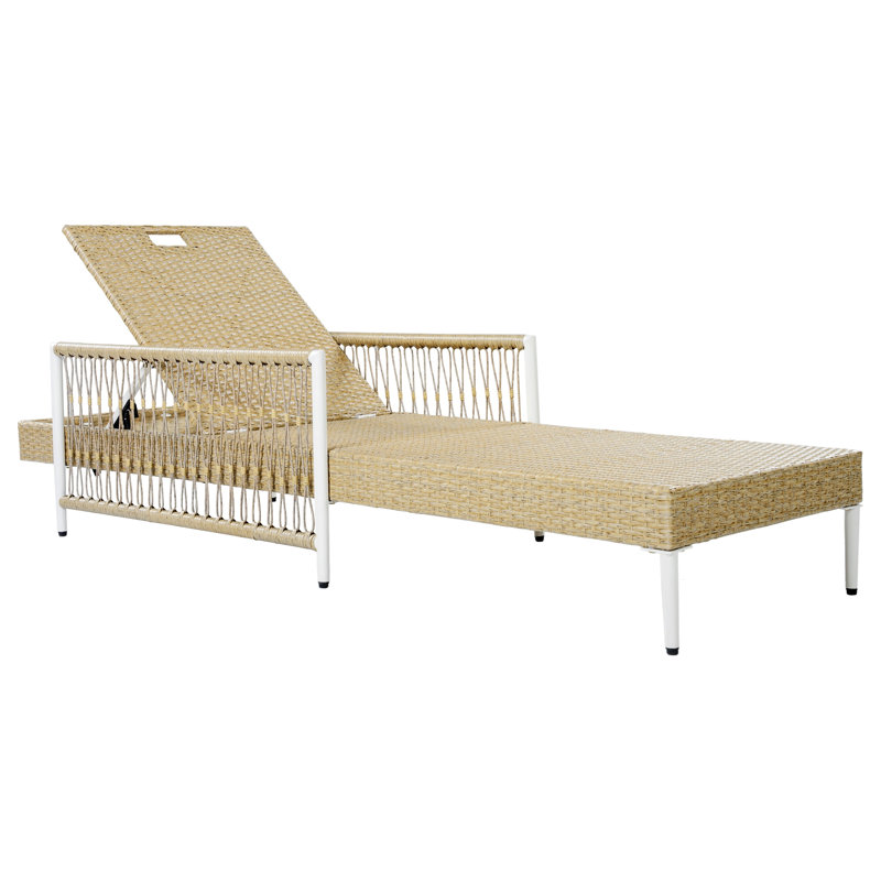 Chaise longue d'extérieur, chaise longue de patio avec accoudoirs et coussin pour la piscine, la terrasse